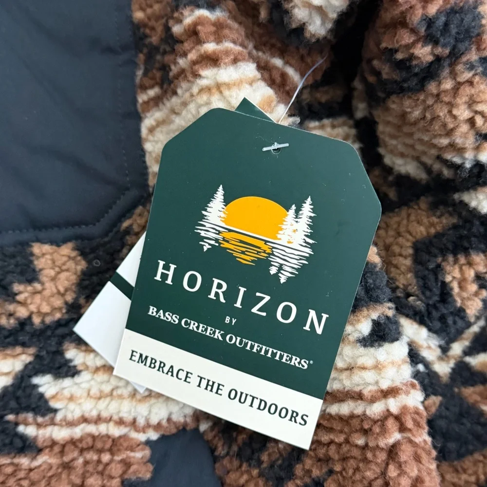 Horizon by Bass Creek Outfitters Sherpa Jacket Mens L Brown Aztec Fleece Shacket